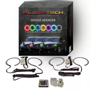 Kit Halo LED Ojo de Ángel RGB con Control Remoto IR para Faros Dodge Avenger 2008-2015 - Imagen 1 de 11