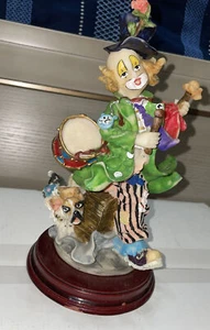 Clown Figurine Resin Hand Painted Dancing Holding Instruments, Funky Outfit - Picture 1 of 6