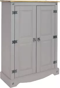 43-Inch H 2-Door, 2-Shelf Solid Pine Kitchen Pantry Cabinet - Zinc Alloy Hinges - Picture 1 of 9