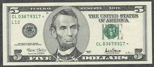US. 2001. $5.00. "STAR" CL 03679317 *. Uncirculated. - Picture 1 of 2
