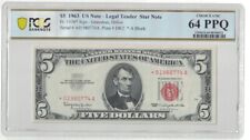 U.S. - Series 1963 $5.00 United States Note (Red Seal STAR Note - PCGS 64 PPQ)