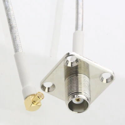 TNC female Flange to MCX male elbow RG402 .141" Semi-Flexible Tinned Jumper 4~40 - Image 1 of 4