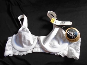 36C NWT White Nylon & Lace U/W Unlined Vintage HANES HER WAY Bra G729 36C - Picture 1 of 6