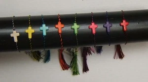 36er-Pack - Kinder Jugendliche verstellbares Kreuz Nylon Armband 8 verschiedene Farben - Bild 1 von 7