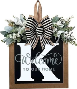 Last Name All Year Round Front Door WreathFront Porch Decoration 26 Letter We... - Picture 1 of 7