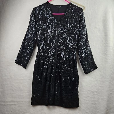 Theory Dress Abree Sequin Dress Size 4 100% Silk Shell & Lining Front Zip Party - Image 1 of 4