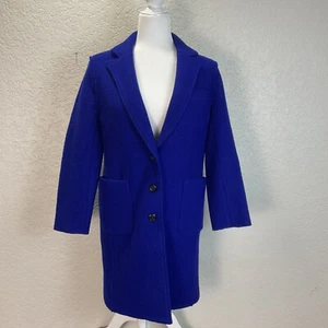 J. Crew Olga Royal Blue Italian Boiled Wool Coat SZ 4P Rtl $278 NWT - Picture 1 of 11