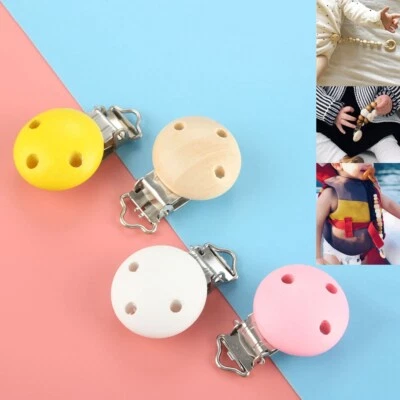 10/50/100PCS Baby Pacifier Clips Wood Holders Infant Soother Clasps Dummy Clips - image 1 of 4