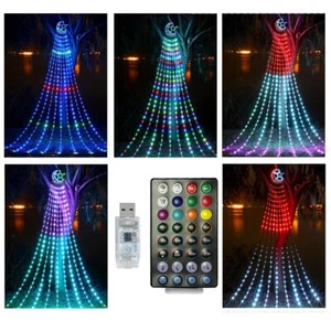 HOT SALE~ Solar LED Waterfall Light Star Christmas Tree String Lights Decor AU - Picture 1 of 25