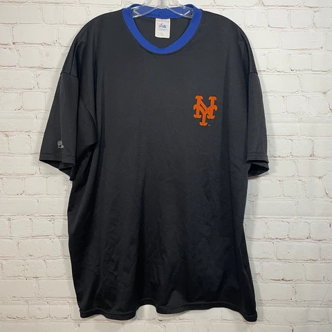 Vintage Majestic New York Mets Jersey Mens 2XL Script Black Mesh Made in USA Cover