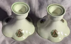 Palissy Royal Worcester Spode Paar Zwergkerzenhalter Rotkehlchen Winter Weihnachten - Bild 1 von 5