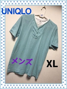 Camiseta de manga corta Uniqlo para hombre XL verde botón Henley calce ajustado usada - Imagen 1 de 6