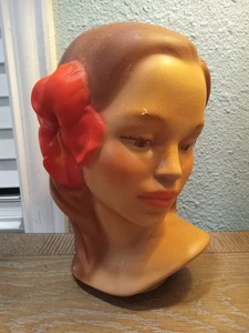 Vintage Keramik Hawaii Polynesier Frau Kopf Büste, MCM Kunst Künstler signiert - Bild 1 von 10