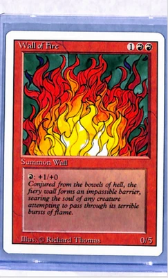1994 MTG Magic The Gathering 3ED Revised WOTC Vintage Red Card Wall of Fire LP - Image 1 of 2