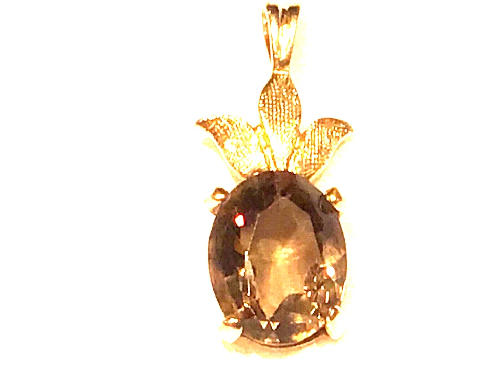 14k 黄金黄玉吊坠 1 克拉石 — 第 1/1 张图片