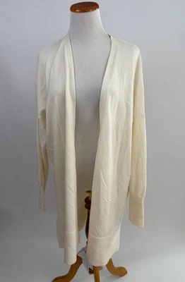 Cárdigan Suéter Para Mujer ATHLETA Marfil Largo Plumero Lana Cashmee XL Foto 1 de 4