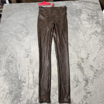Spanx Faux Leather Snakeskin Leggings Size S Brown Slimming - Image 1 of 4