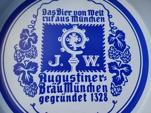 Rare Augustiner Brau Beer Tin Metal Serving Tray 14" - Picture 1 of 11