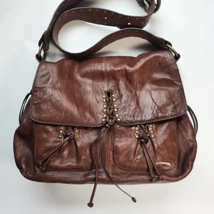 Vtg Kooba Leather Messenger Crossbody Shoulder Bag Annie Corset Y2K Lace Tote - Picture 1 of 17