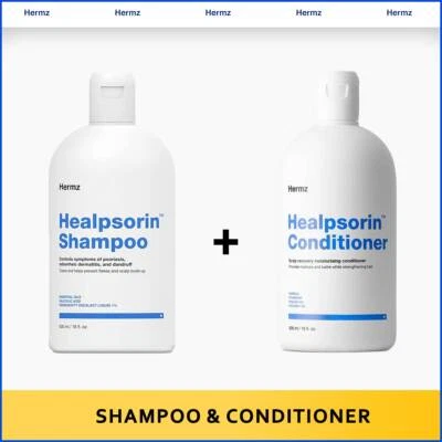 Psoriasis Shampoo & Conditioner  for Dry Scalp 500ml UK Dermz Hermz Healpsorin - Image 1 of 4