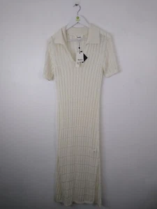 Ro & Zo Women Jumper Dress Size 8 White Open Stitch Knit Collar RRP £55 New F2 - Picture 1 of 12