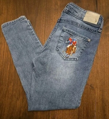 US POLO ASSOC JEANS Blue Jeans Skinny Crop Size 3/4 Style 213101A1 zip button - Image 1 of 4