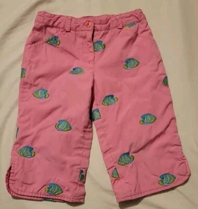 Lilly Pulitzer Size 4T Pink Fish Pants Green Embroidered Fish - Picture 1 of 6