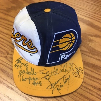 Sombrero autografiado de los Pacers Reggie Miller Rik Smits Derrick McKey y más 100 % auténtico Foto 1 de 4