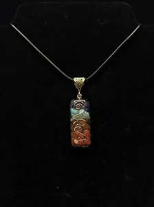 Orgonite Stone Pendant 7 Chakra Healing Amulet Stone Energy Resin Necklace - Picture 1 of 2