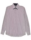 Pierre Cardin Mens Paris Shirt Size 38 Small Purple Pinstripe Cotton At08
