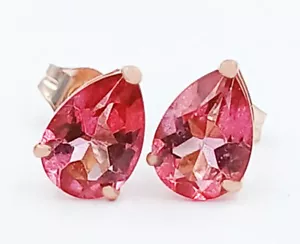 GENUINE 2.16 Cts PINK SAPPHIRE STUD EARRINGS 14K ROSE GOLD - Free Appraisal - Picture 1 of 7