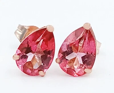 PENDIENTES DE ZAFIRO ROSA GENUINOS DE 2,16 quilates de oro rosa de 14K - Valoración gratuita Foto 1 de 4