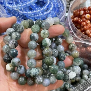 1 Stck. Natürliches Ozean Gras Achat 10 mm Kristall Stretch Armband Reiki Geschenk - Bild 1 von 6