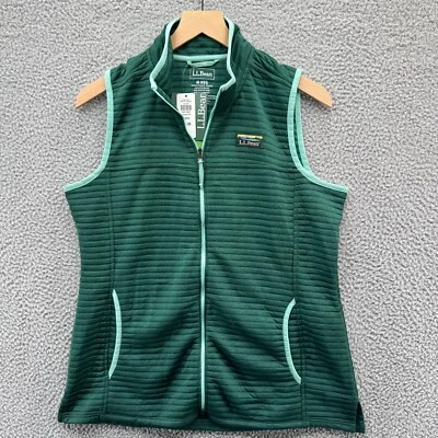 L.L. Bean Women's Air Light Vest Size Medium Regular Blue Green Ribbed Pockets - Image 1 of 4