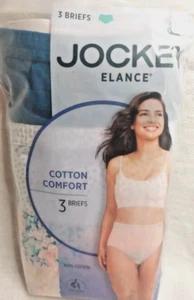 Women's 10 3XL Jockey 3-Pack Briefs 100% Cotton Comfort Elance Solid & Floral - Picture 1 of 3