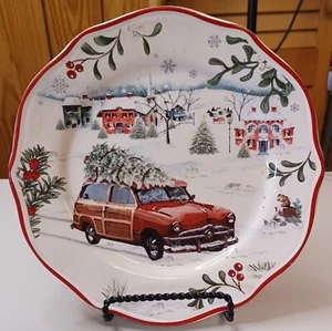 Better Homes And Gardens Heritage Collection Salad Plate Christmas Red Car Truck - Picture 1 of 3