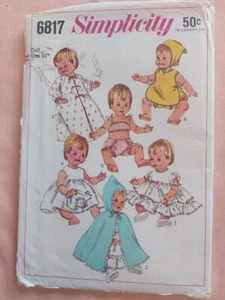 Simplicity 6817 Vintage Doll's Wardrobe Pattern Suitable for Betsy Wetsy Doll - Picture 1 of 2
