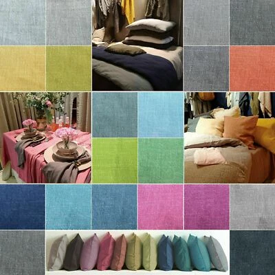 PURE 100% SOFT LINEN BIO WASHED VINTAGE SLUB WEAVE FABRIC CURTAIN UPHOLSTERY 55" - Image 1 of 4