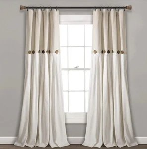 Lush Decor Store Linen Button Curtain Panels Single Linen 40X84 - Picture 1 of 5