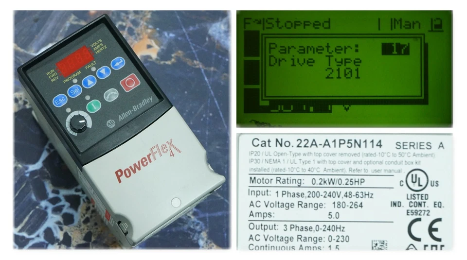 2017 Zero Hour 22A-A1P5N114 POWERFLEX 4 1/4HP FRN:6.01 Tested Good  - Image 1 of 4