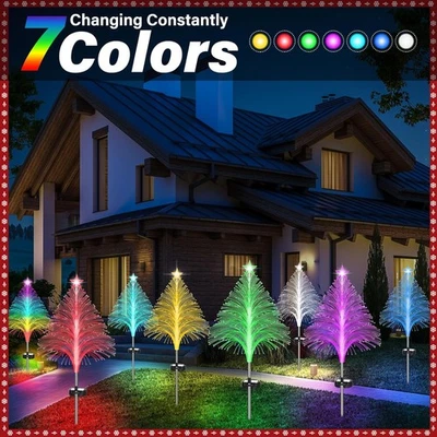 LED Solar Garden Lights 7 Color Changing Christmas Tree Lamp Outdoor Waterproof