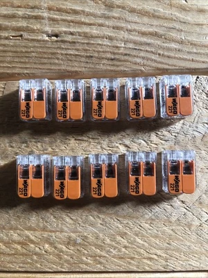 (Wago 221-412 LEVER-NUTS 2 Conductor Wire Connectors QTY 10  "SHIPS FREE" - Image 1 of 3