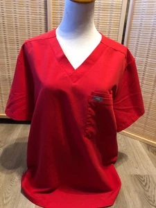 FIGS Nursing Scrubs Scrub Top Technical Collection Red Large L PO#3678 (H784) - Picture 1 of 10