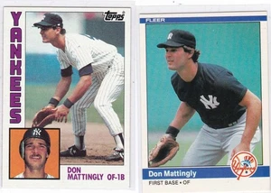 1984 Fleer & Topps Don Mattingly 2 Card Rookie RC Lot Excellent Yankees - Picture 1 of 5
