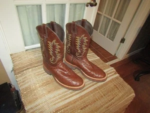 Justin 5031 Marrón Para Hombre Tekno Crepe Botas Occidentales Pluma Completa Avestruz Talla 9 EE - Imagen 1 de 11