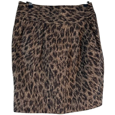 Mini-saia lápis Adrienne Vittadini Studio feminina 10 marrom leopardo vintage esposa máfia - Imagem 1 de 4