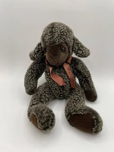 Russ Gray Lamb Sheep 14" Plush Brown Lil Trubbles Stuffed Sherpa Floppy Bow - Picture 1 of 11
