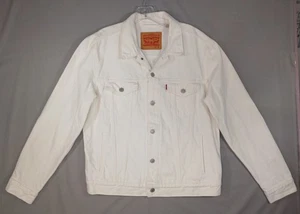 Levi Strauss Jacket Mens Medium White Denim Trucker Button Up Casual Western - Picture 1 of 7