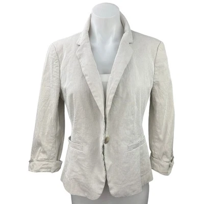 Chaqueta Blazer Ann Taylor Blanca Pana Botón Único Muesca Solapa Carrera Talla 8 Foto 1 de 4