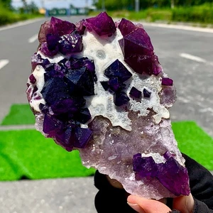 1.47LB Natural Transparent purple Fluorite Mineral Crystal Specimen/China - Picture 1 of 19